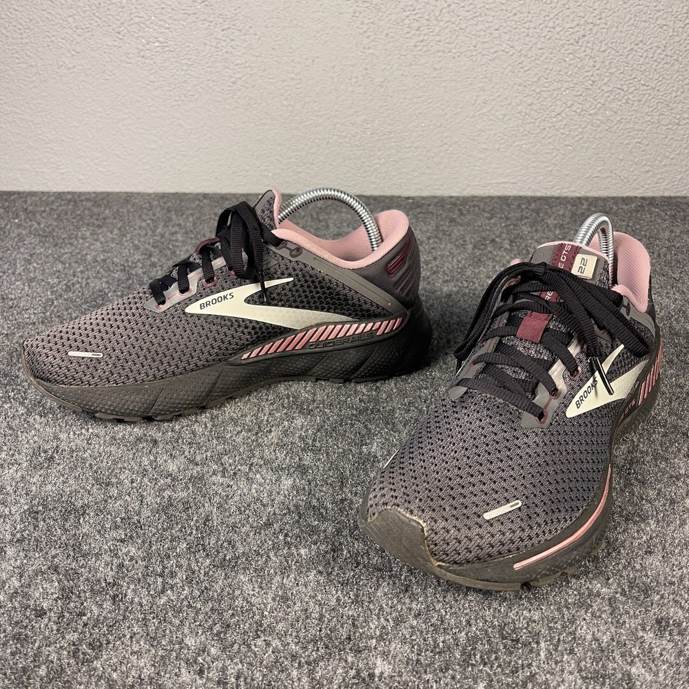Brooks Adrenaline GTS 22 Running Shoes Sneakers Womens Size 8.5 Black Gray Pink